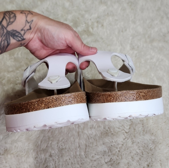 Papillio By BIRKENSTOCK VEGAN Gizeh Flex Platform Birko-Flor White Size 41 (L10) - Picture 9 of 13